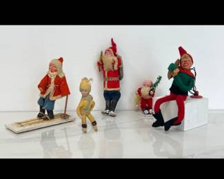 Lot 7410 Antique Vintage Christmas Santa and Elf Figures