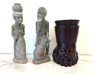 Lot 7430 Carved Stone Wood Figures
