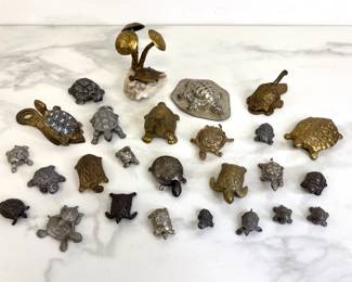 Lot 7297 Vintage Brass Pewter Metal Turtle Figurines