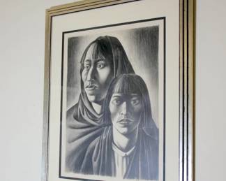 Emil Bisttram Etching “Indian Woman with Child”