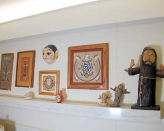 Native American Sand Art, Papier Mache Mask, Ben Ortega Wood Carvings
