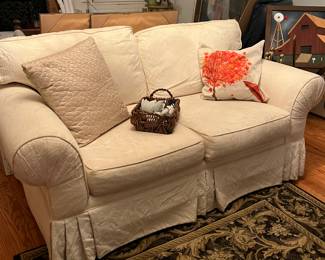 CREAM UPHOLSTERED LOVESEAT