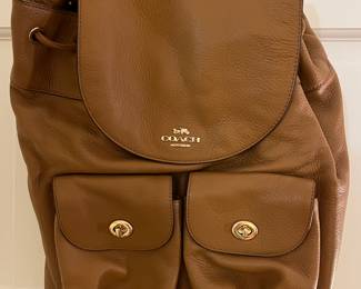 CAMEL COACH LEATHER BACKPACK