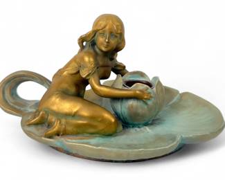 Ernst Wahliss Austrian "Nymph Lily Pad" Candlestick