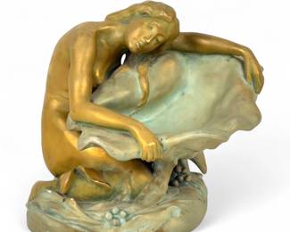 Austrian Ceramic Mermaid With Conch Shell