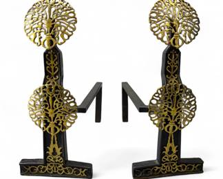 Ernest Gimson Style "Tree Of Life" Andirons