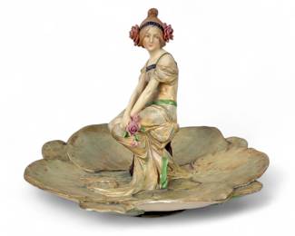 Ernst Wahliss Art Nouveau Figure Lady in Lilypad