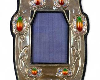 Sterling Silver Art Nouveau Enameled Picture Frame