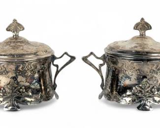 Pair Of WMF Art Nouveau Silver Plated Lidded Boxes