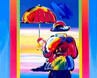 Peter Max "Umbrella Man" Mixed Media