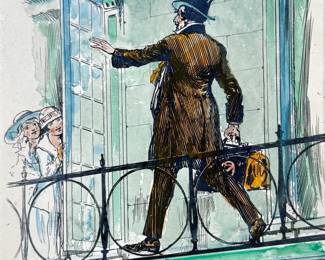 John R. Neill “The Wizard on the Balcony” Original Illustration