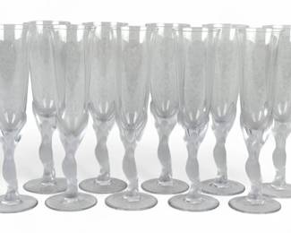 (10pc) Igor Carl Faberge "Snow Dove" Champagne Glasses