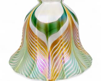 Quezal "Pulled Feather" Gold & Green Shade