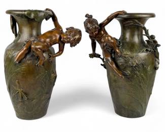 Pair of Art Nouveau Vase, after Auguste Moreau