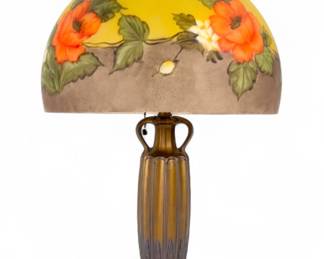Bronze Table Lamp With Reverse Painted Shade
