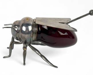 Silver Plated Winged Bee Honey Pot With Spoon