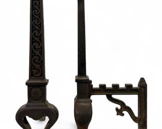 Antique Lion Feet Iron Andirons