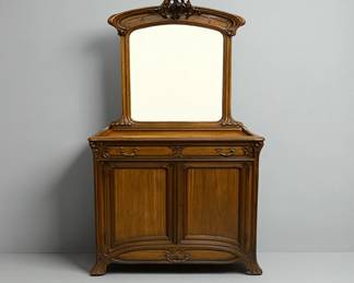 Art Nouveau Marquetry Sideboard W/ Mirror (As Is)