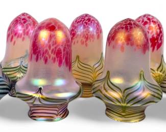 (7pc) Pallme-Konig Iridescent Art Glass Shades