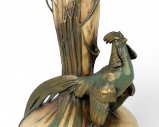 Art Nouveau Amphora Pheasant Pottery Vase
