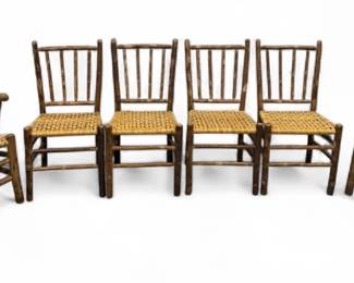 (6pc) Old Hickory Stave Back & Open Canework Dining Chairs
