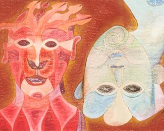 Francisco Toledo 'Double Portrait' Watercolor on Paper