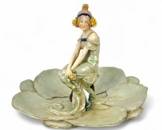 Ernst Wahliss Art Nouveau Figure Lady in Lilypad