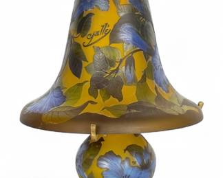 After Galle "Tip" Cameo Glass Dragonfly Table Lamp