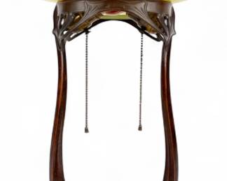 Austrian Art Nouveau Bronze & Glass Table Lamp