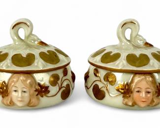 Pair Of Ernst Wahliss Depose Turn Wein Trinket Boxes