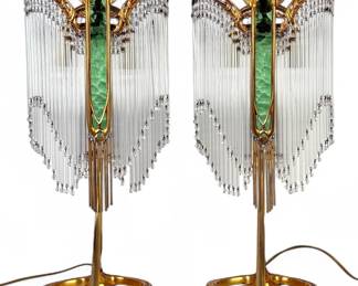 Pair Of Hector Guimard Attrib Art Nouveau Bronze Table Lamps