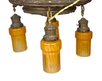 Art Deco Brass Ceiling Mount (5) Light Fixture