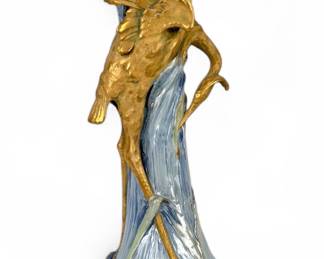 Monumental Ernst Wahliss Heron Porcelain Vase