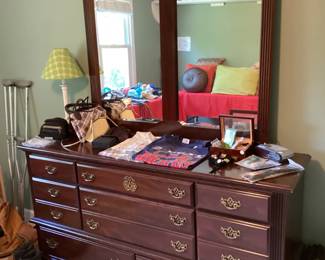Queen Anne Style 11 Drawer Dresser with Mirror