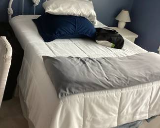 White Iron Bed with Comforter