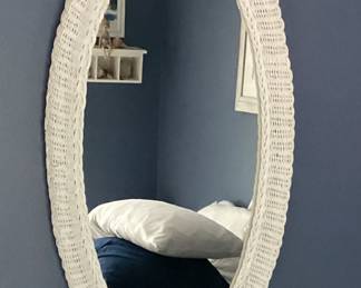 Vintage Oval Wicker Mirror
