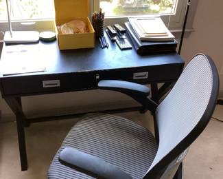 Small Black Secretary Writing Desk and Chair