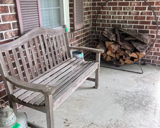 Wood bench and firewood ring