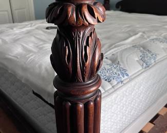 Antique hand carved four poster bed