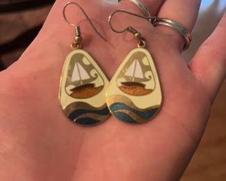Enamel sailboat earrings