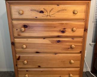 Four Drawer Pine Chest w/Wheat Design