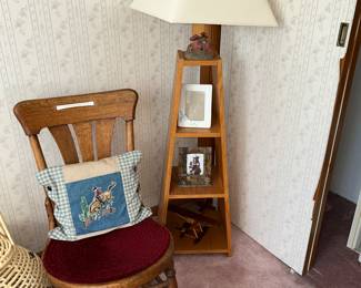 Antique Rocker, Lamp with shelf base