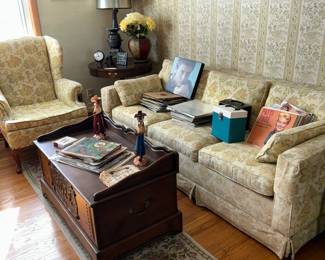 Sofa and matching wing back chair