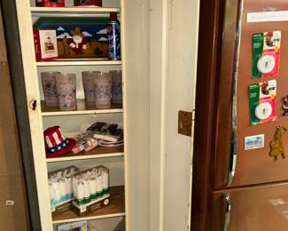 Metal Cabinet with Holiday Decor