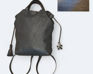 HENRY BEGUELIN Black Leather Drawstring Bag