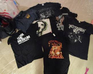 Selection of vintage and Y2K band shirts