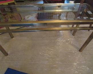 Hollywood Regency glass/brass tables