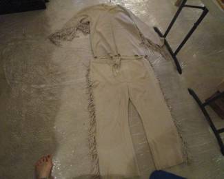 Native pants with top, handmade buckskin