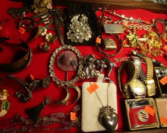 Some of the bling in the jewelry cases