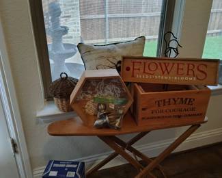 Child's old ironing board, flower boxes, misc.